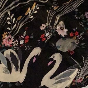 Pinup cotton dress with swan print skirt